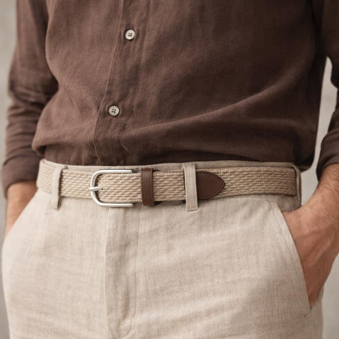 totes® Mens Woven Belt Brown Mix